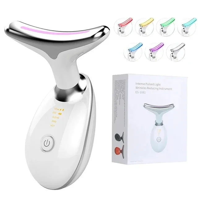 7 Colors LED Facial & Neck Massager – Anti-Aging & Skin Tightening Device