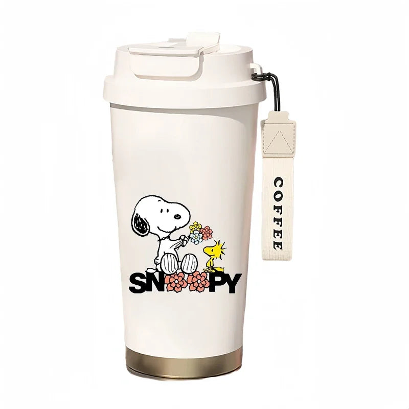 500ml Snoopy Thermos Bottle with Straw – Cute Cartoon Insulated Cup for Coffee, Tea & Milk