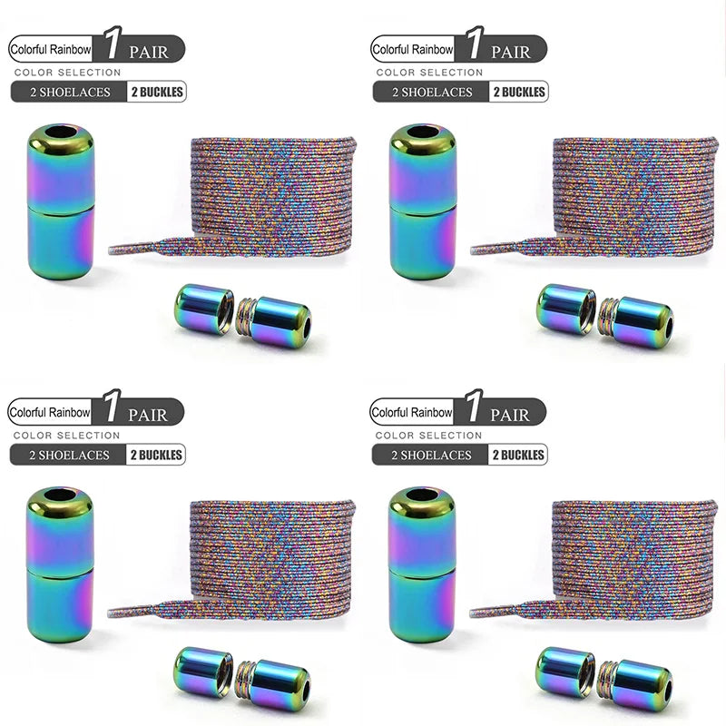 Colorful No-Tie Elastic Shoelaces – Easy Slip-On Buckle Laces for Sneakers
