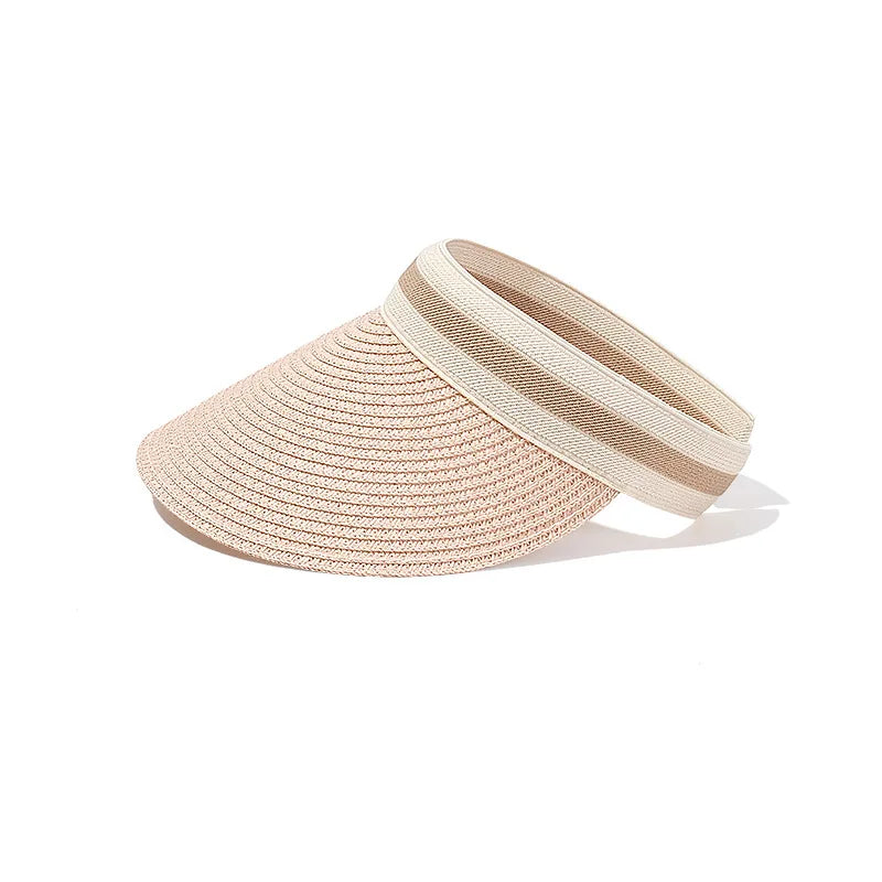 Summer Straw Sun Visor Hat – Adjustable Bowknot Design, Perfect for Beach & Casual Wear