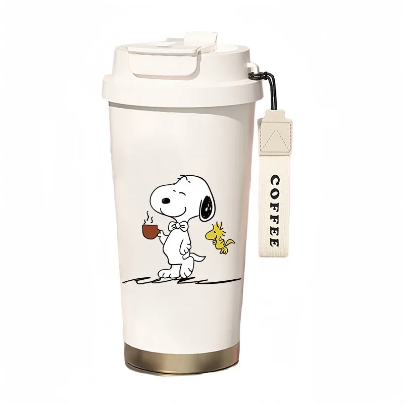 500ml Snoopy Thermos Bottle with Straw – Cute Cartoon Insulated Cup for Coffee, Tea & Milk