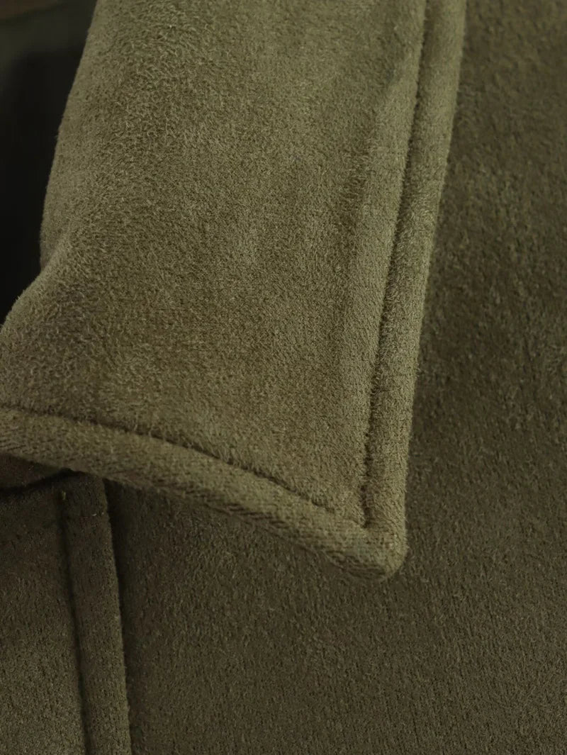 Women’s Suede Bomber Jacket – Loose Fit, Lapel Collar, Casual Spring & Autumn Coat