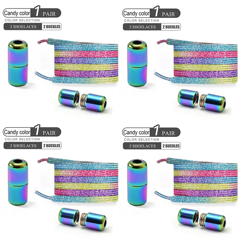 Colorful No-Tie Elastic Shoelaces – Easy Slip-On Buckle Laces for Sneakers