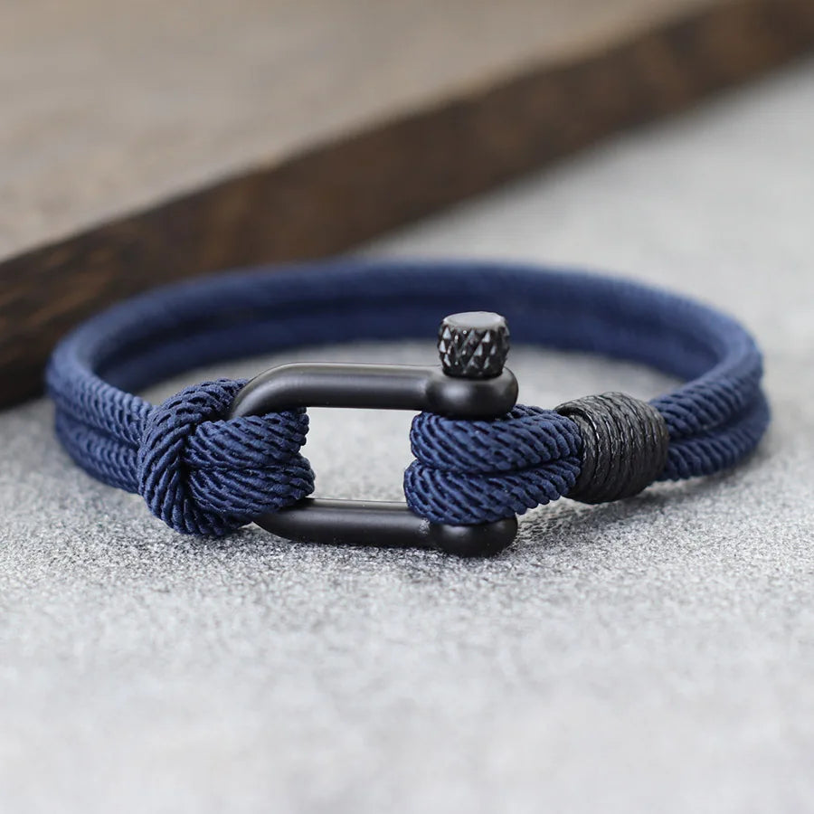 Men’s Nautical Wrap Bracelet – Stainless Steel Buckle & Rope Design