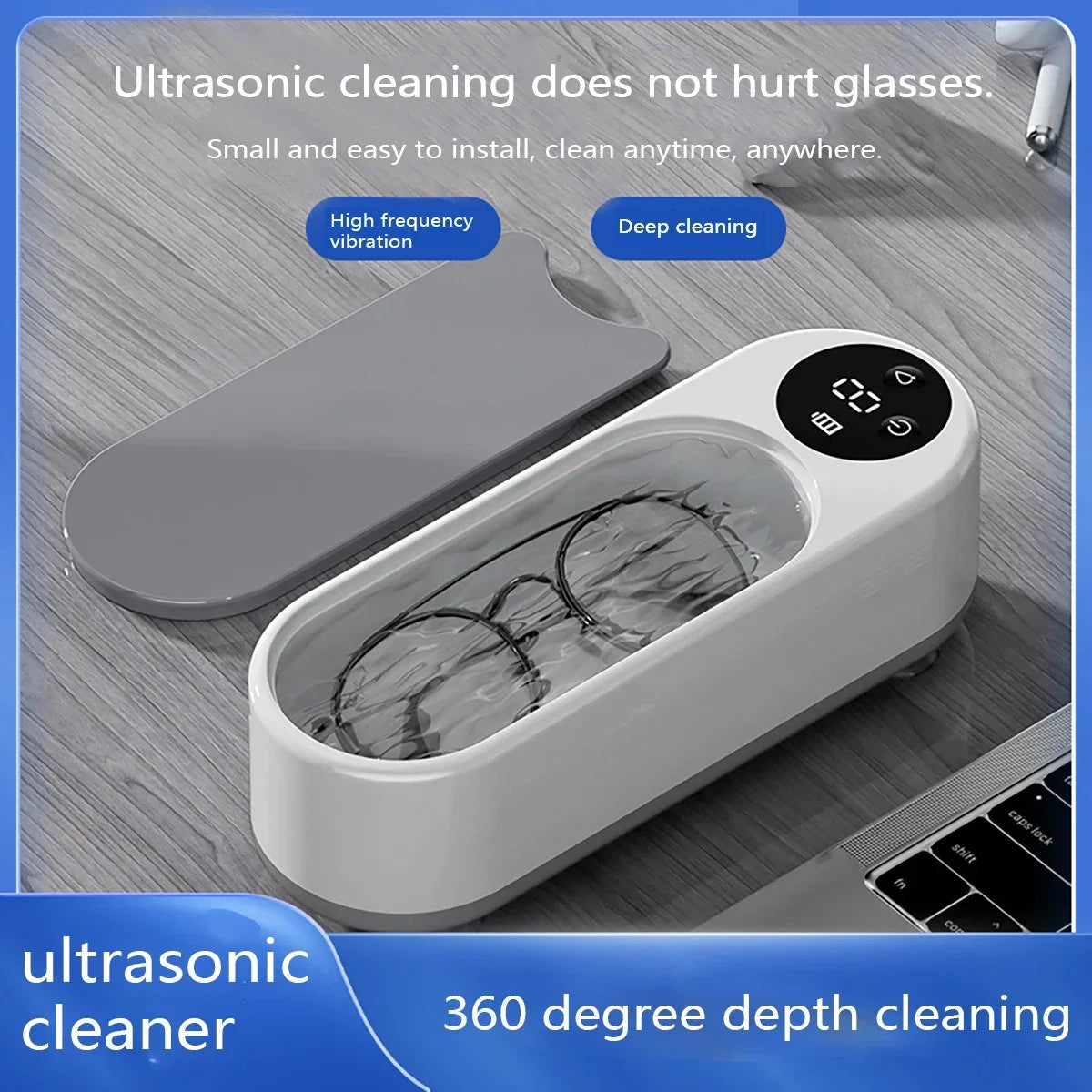 "Ultrasonic Eyeglasses Cleaner - Rechargeable USB Device for Jewelry, Glasses, Watches & More"