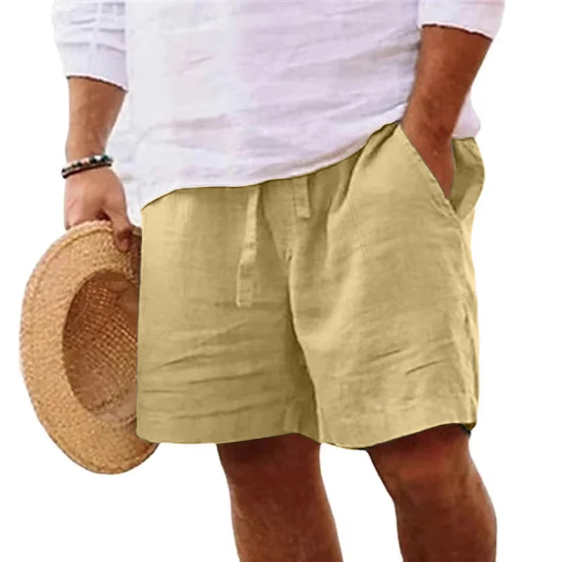 Men’s Cotton Linen Summer Shorts – Lightweight Casual Beach & Gym Pants | Breathable Drawstring Jogger Shorts
