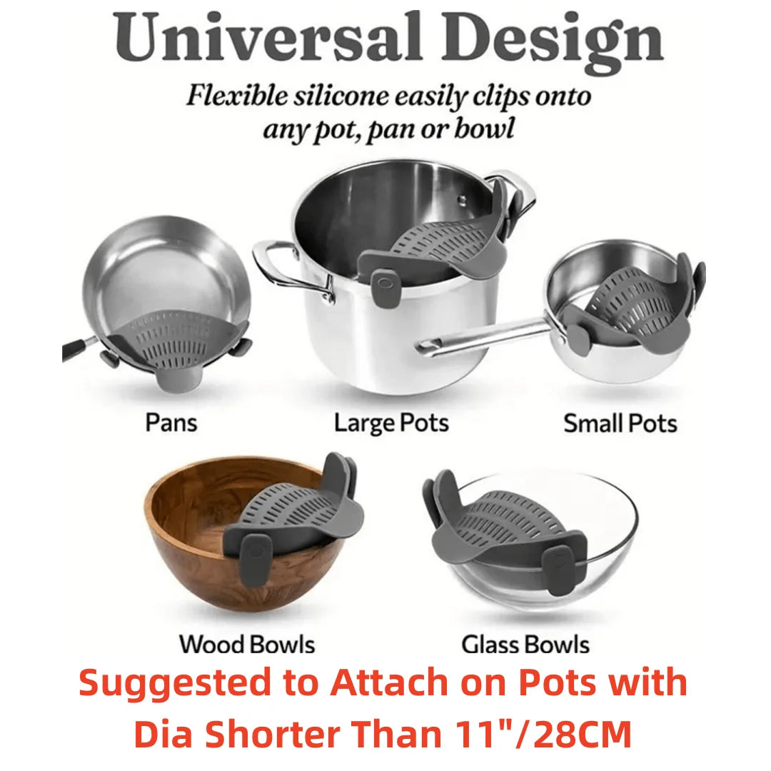 Adjustable Clip-On Pot Strainer – Kitchen Essential