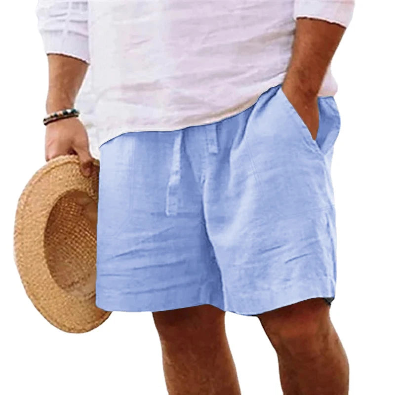 Men’s Cotton Linen Summer Shorts – Lightweight Casual Beach & Gym Pants | Breathable Drawstring Jogger Shorts