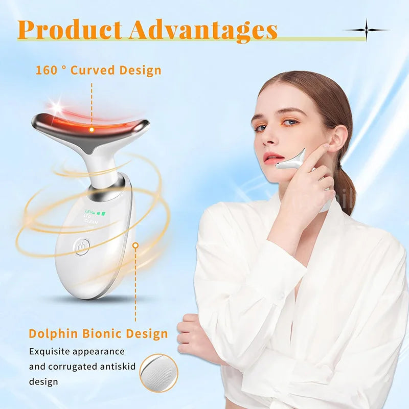 7 Colors LED Facial & Neck Massager – Anti-Aging & Skin Tightening Device