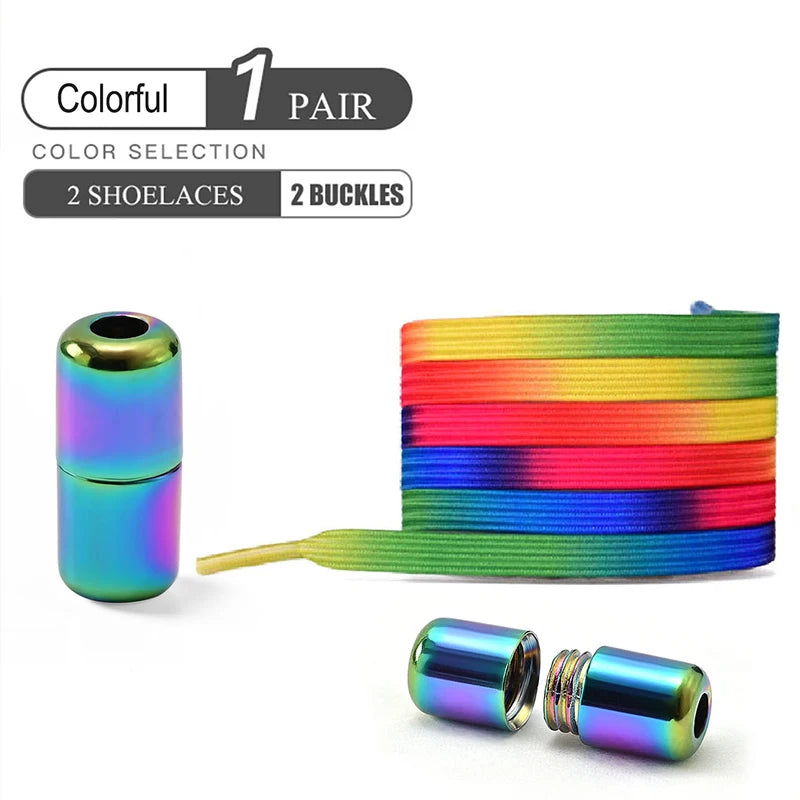 Colorful No-Tie Elastic Shoelaces – Easy Slip-On Buckle Laces for Sneakers