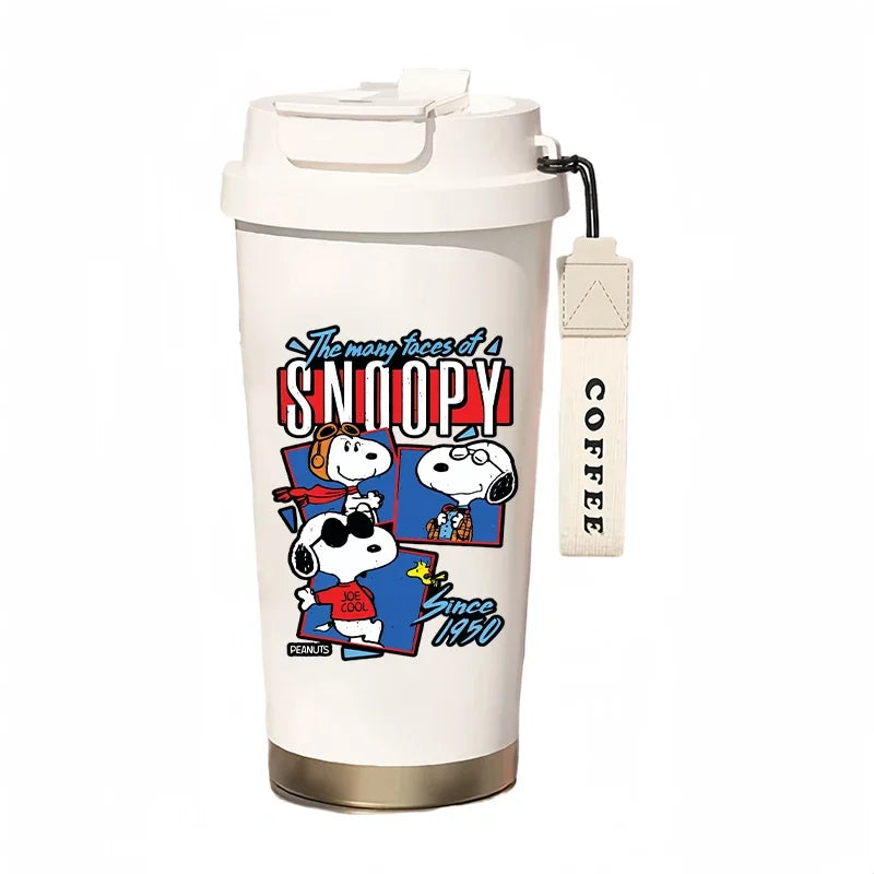 500ml Snoopy Thermos Bottle with Straw – Cute Cartoon Insulated Cup for Coffee, Tea & Milk