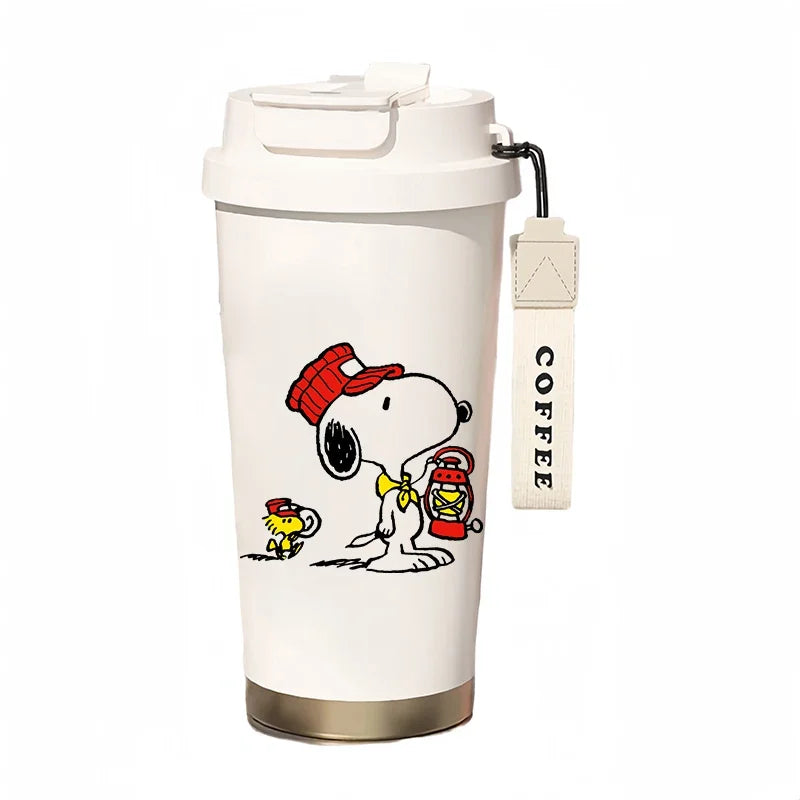 500ml Snoopy Thermos Bottle with Straw – Cute Cartoon Insulated Cup for Coffee, Tea & Milk