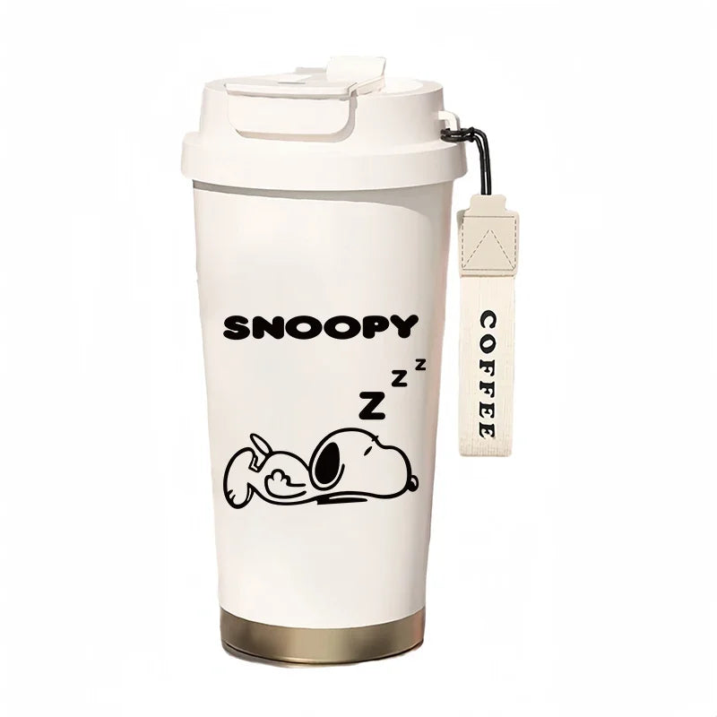 500ml Snoopy Thermos Bottle with Straw – Cute Cartoon Insulated Cup for Coffee, Tea & Milk