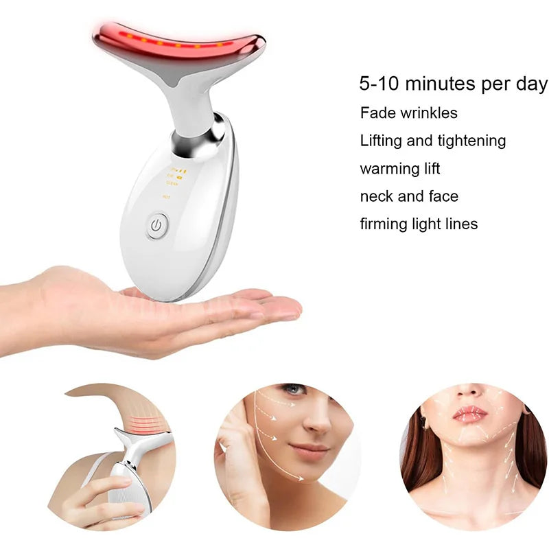 7 Colors LED Facial & Neck Massager – Anti-Aging & Skin Tightening Device