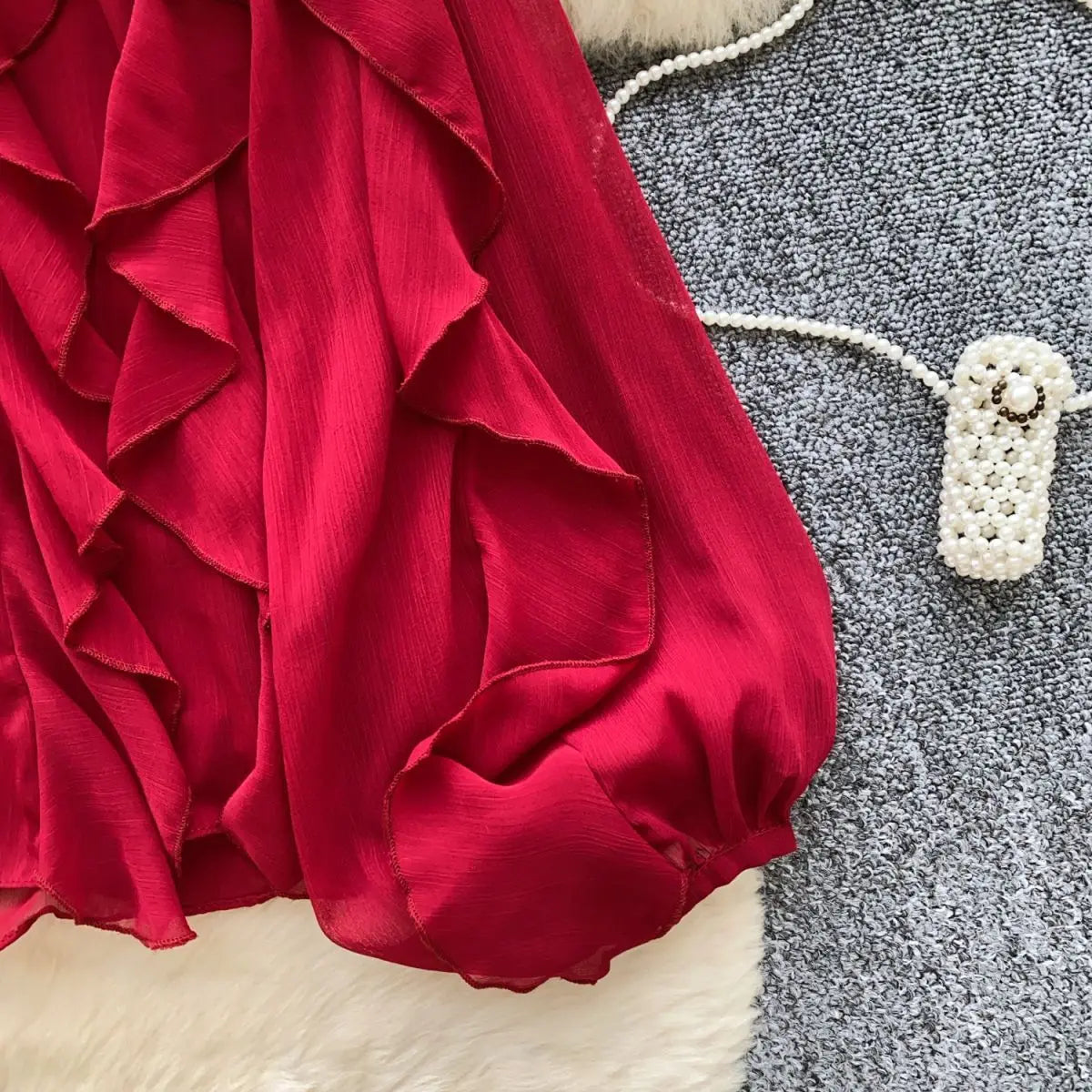 Women’s Semi-Sheer Blouse – Casual Fairy Style, Long Sleeve Top