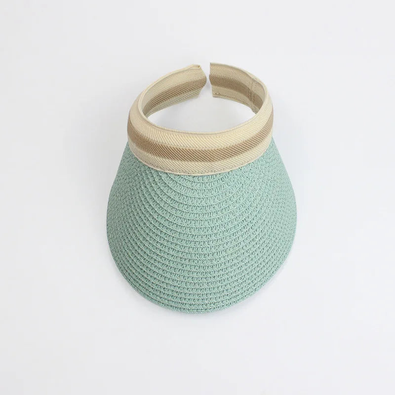 Summer Straw Sun Visor Hat – Adjustable Bowknot Design, Perfect for Beach & Casual Wear