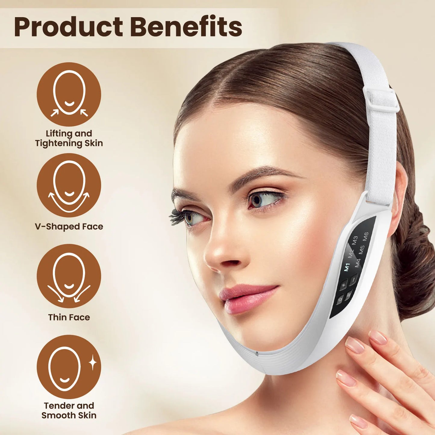 Electric V Face Lifting Device – EMS Microcurrent Facial Massager | 6 Modes Beauty Tool for Skin Firming & Double Chin Reduction