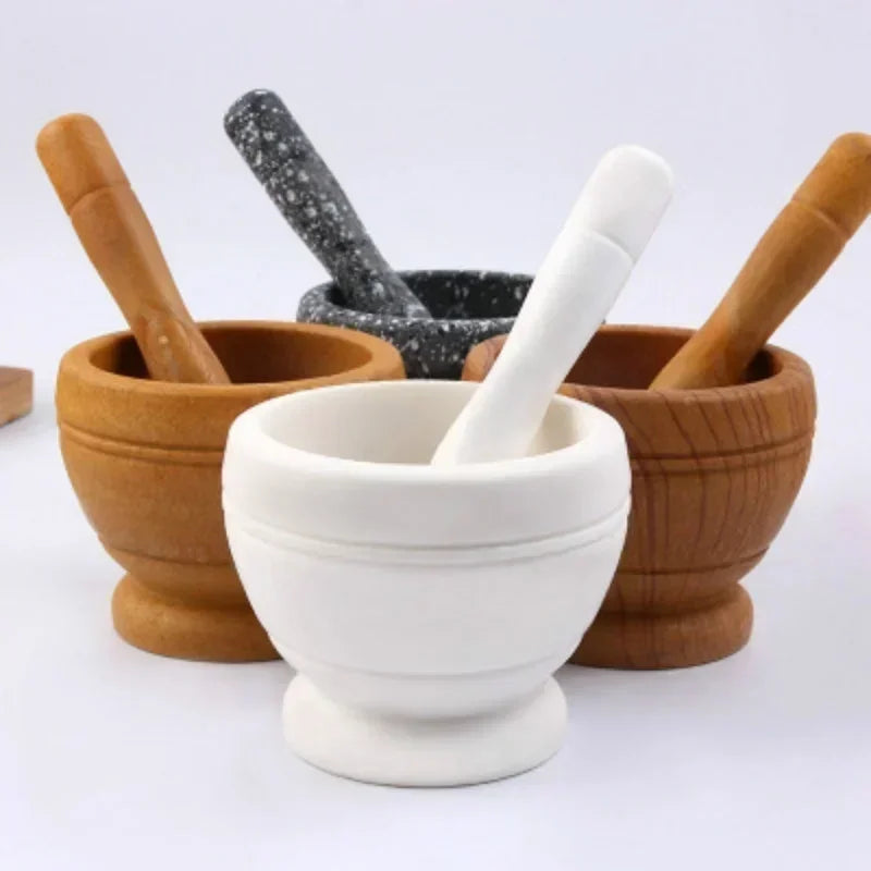 Mortar & Pestle Set – Natural Resin | Kitchen Spice Grinder