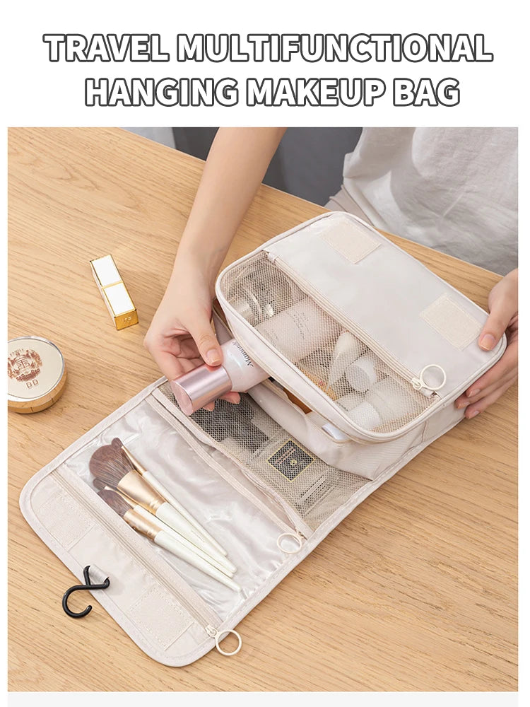 Travel Cosmetics Organizer Bag – Large Capacity, Waterproof, Hanging Makeup & Toiletry Bag