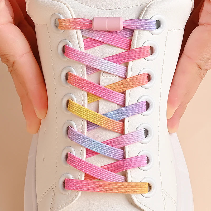 Colorful No-Tie Elastic Shoelaces – Easy Slip-On Buckle Laces for Sneakers