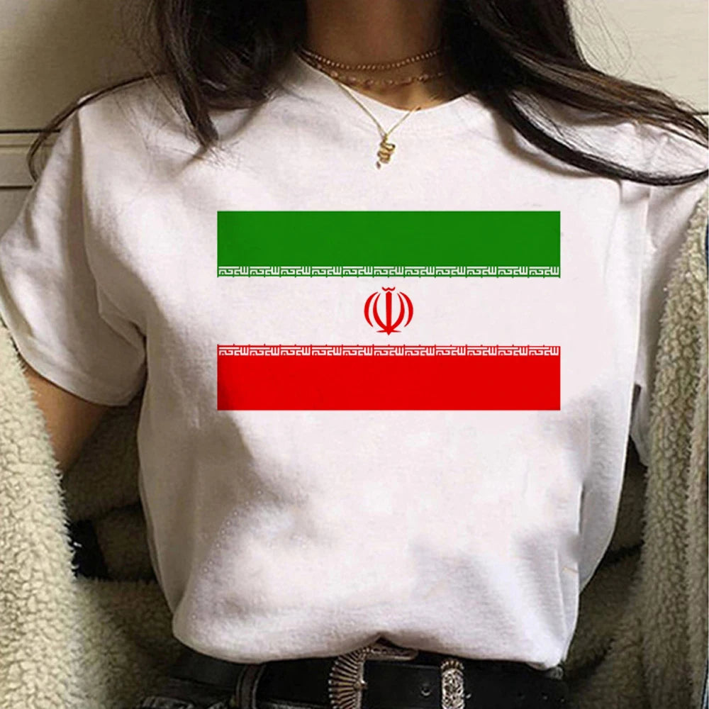 Persian Iran Map Women’s T-Shirt – Golden Calligraphy Design