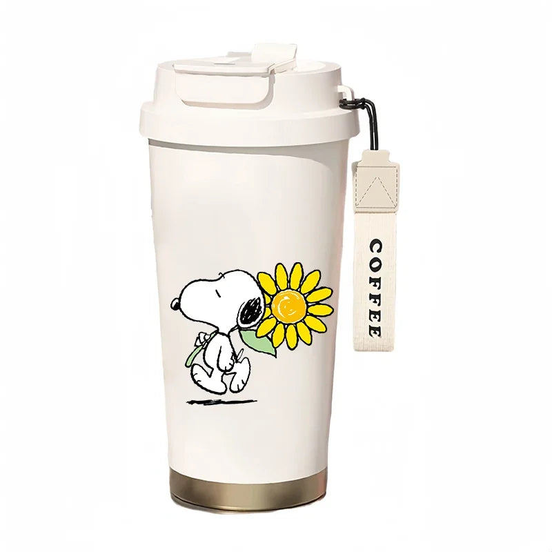 500ml Snoopy Thermos Bottle with Straw – Cute Cartoon Insulated Cup for Coffee, Tea & Milk