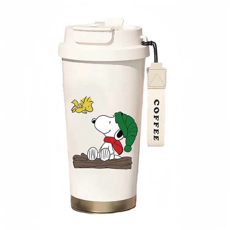 500ml Snoopy Thermos Bottle with Straw – Cute Cartoon Insulated Cup for Coffee, Tea & Milk