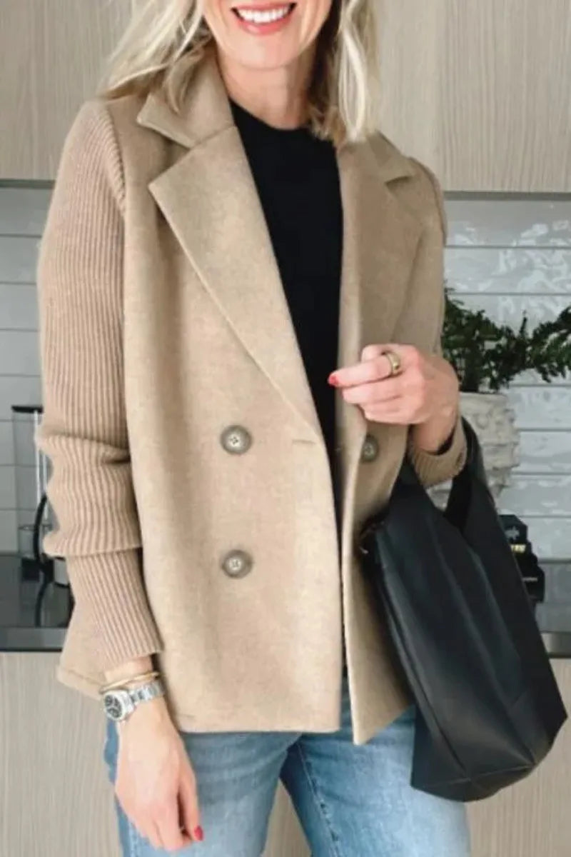 Women’s Autumn Long Jacket – Elegant Brown Coat with Turn-Down Collar