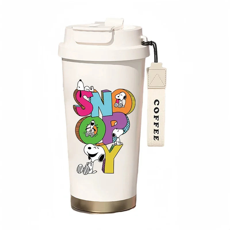 500ml Snoopy Thermos Bottle with Straw – Cute Cartoon Insulated Cup for Coffee, Tea & Milk
