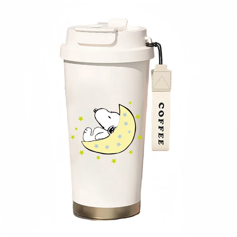 500ml Snoopy Thermos Bottle with Straw – Cute Cartoon Insulated Cup for Coffee, Tea & Milk