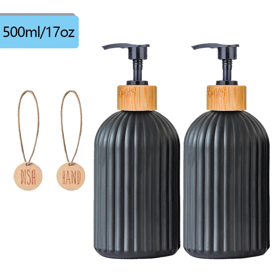 Luxury Black Soap Dispenser Set – Elegant Kitchen & Bathroom Bottles