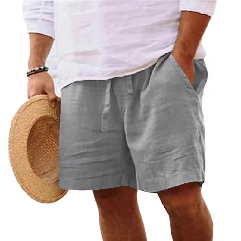 Men’s Cotton Linen Summer Shorts – Lightweight Casual Beach & Gym Pants | Breathable Drawstring Jogger Shorts
