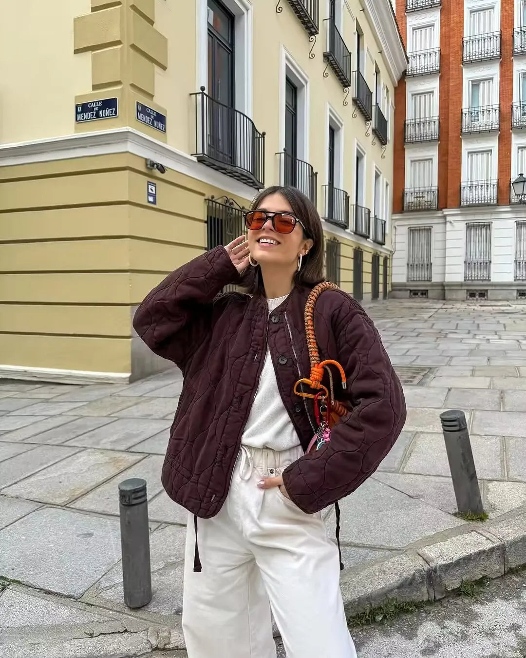 Women’s Quilted Bomber Jacket – Warm Padded Autumn/Winter Coat