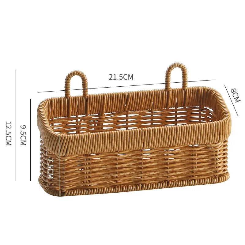 Handwoven Wall Hanging Storage Basket – Decorative Rattan Organizer for Kitchen, Living Room & Garden