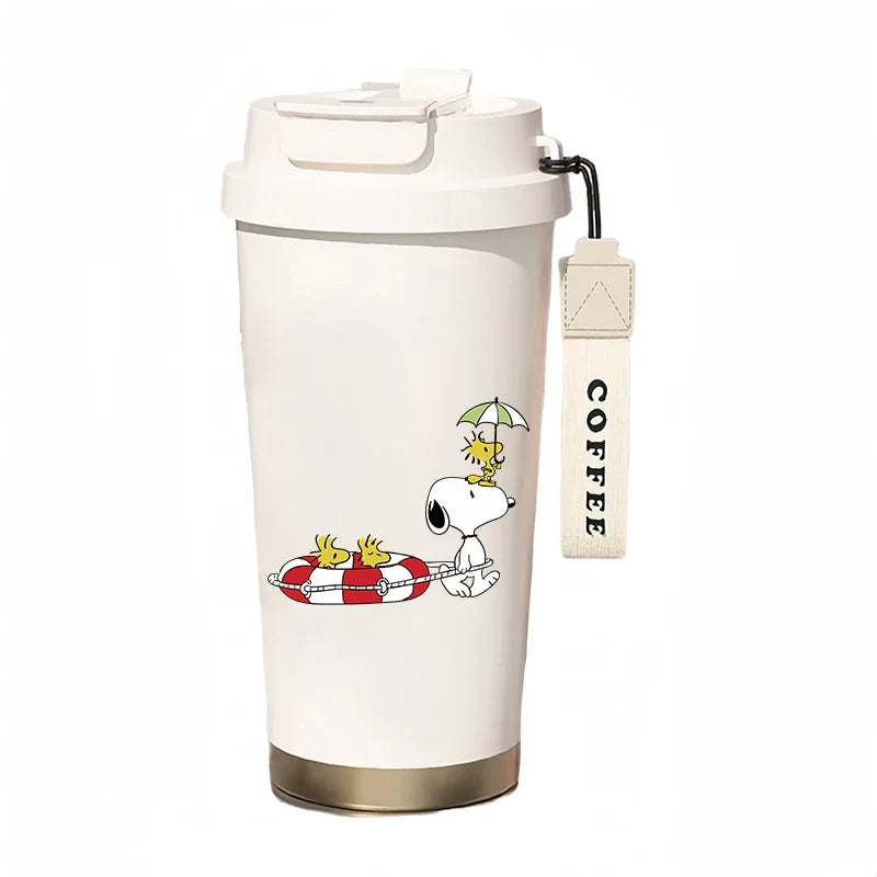 500ml Snoopy Thermos Bottle with Straw – Cute Cartoon Insulated Cup for Coffee, Tea & Milk