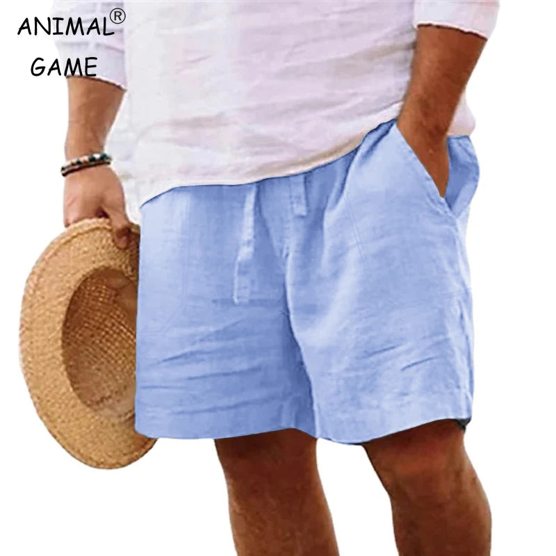Men’s Cotton Linen Summer Shorts – Lightweight Casual Beach & Gym Pants | Breathable Drawstring Jogger Shorts