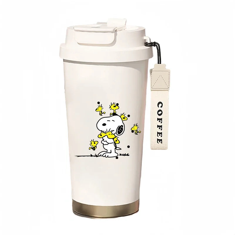 500ml Snoopy Thermos Bottle with Straw – Cute Cartoon Insulated Cup for Coffee, Tea & Milk