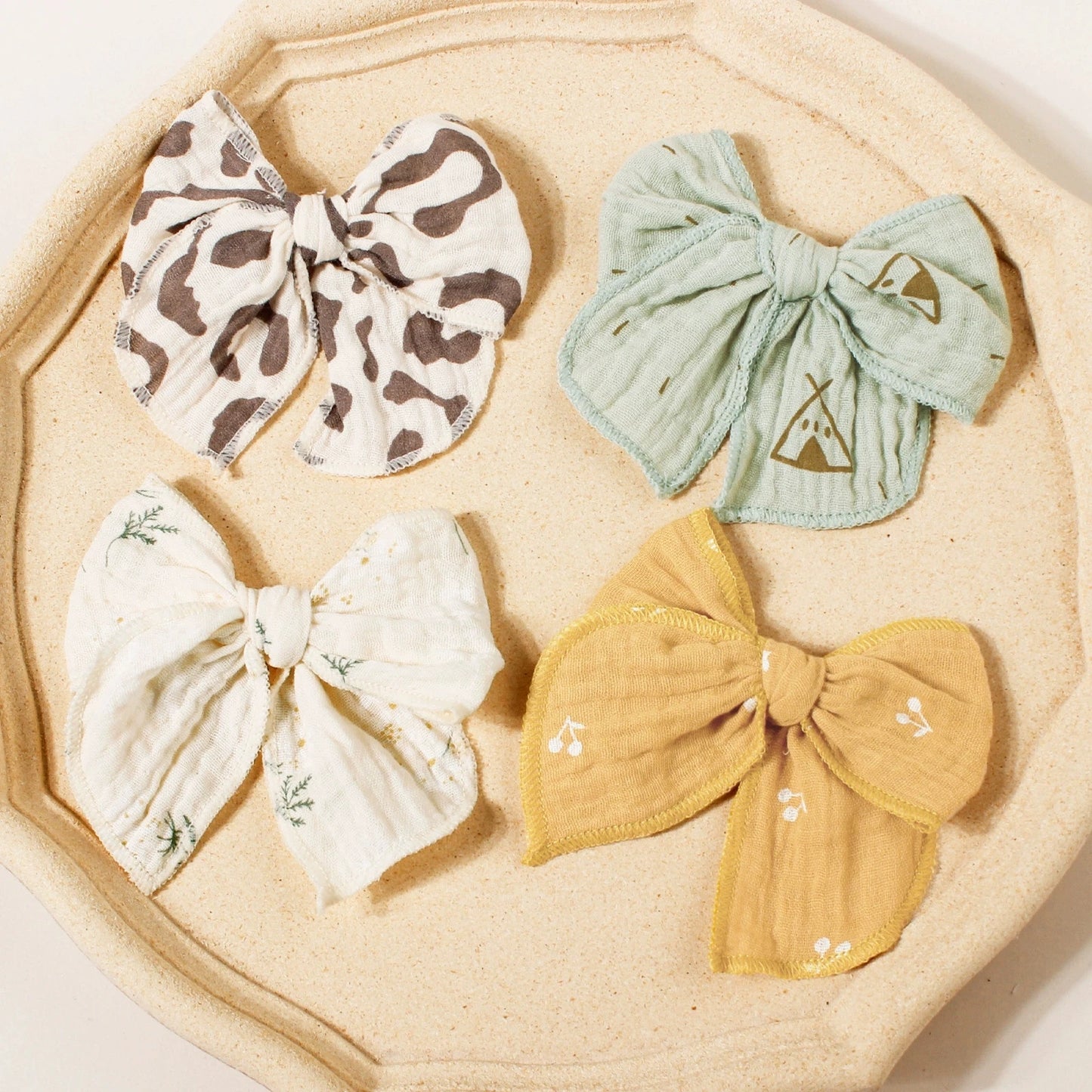 Baby Girl Hair Clips – Handmade Cotton Bow Set