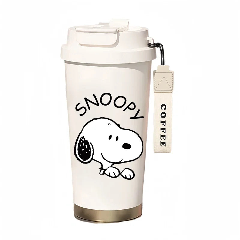 500ml Snoopy Thermos Bottle with Straw – Cute Cartoon Insulated Cup for Coffee, Tea & Milk