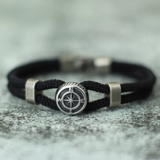 Stylish Compass Bracelet for Men – Retro Viking Ethnic Design