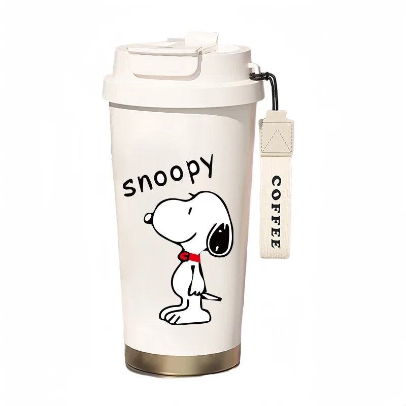 500ml Snoopy Thermos Bottle with Straw – Cute Cartoon Insulated Cup for Coffee, Tea & Milk