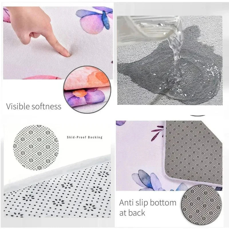 Rainbow Cartoon Kids Carpet – Soft, Non-Slip, Washable Rug