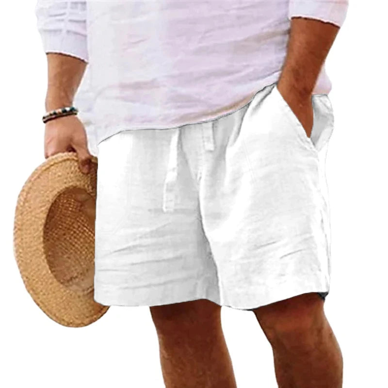 Men’s Cotton Linen Summer Shorts – Lightweight Casual Beach & Gym Pants | Breathable Drawstring Jogger Shorts