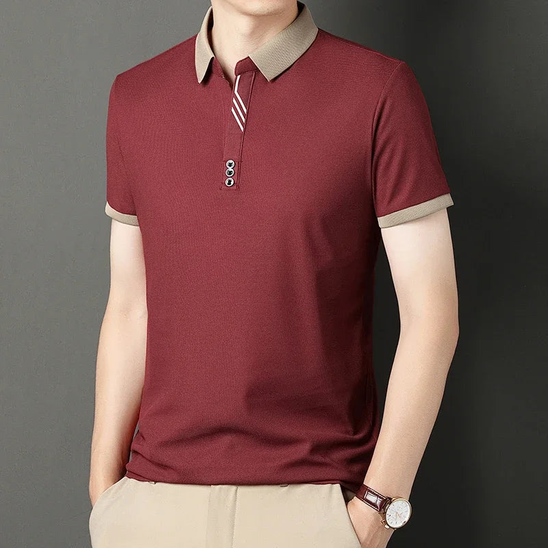 Men’s Classic Polo Shirt – Solid Color Short Sleeve Top | Soft Breathable Cotton Blend for Business & Casual Style