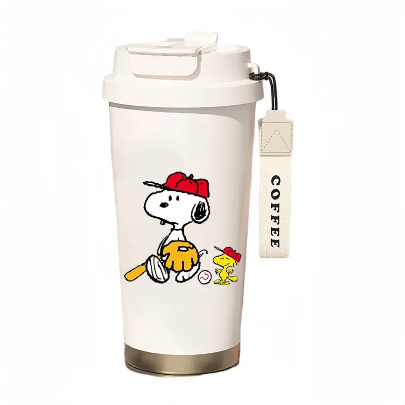 500ml Snoopy Thermos Bottle with Straw – Cute Cartoon Insulated Cup for Coffee, Tea & Milk