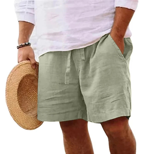 Men’s Cotton Linen Summer Shorts – Lightweight Casual Beach & Gym Pants | Breathable Drawstring Jogger Shorts