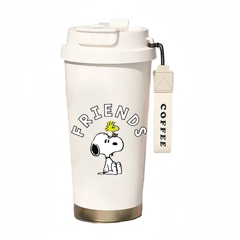 500ml Snoopy Thermos Bottle with Straw – Cute Cartoon Insulated Cup for Coffee, Tea & Milk