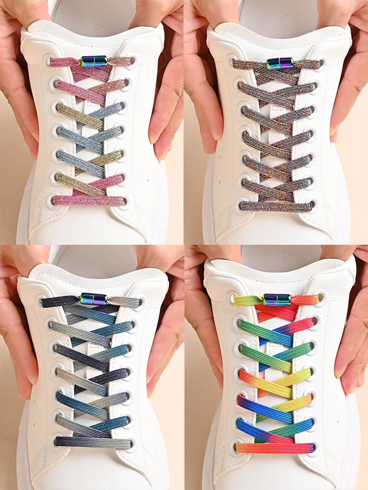 Colorful No-Tie Elastic Shoelaces – Easy Slip-On Buckle Laces for Sneakers