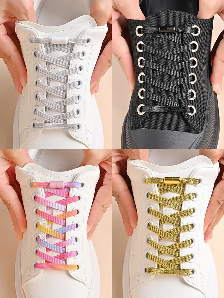 Colorful No-Tie Elastic Shoelaces – Easy Slip-On Buckle Laces for Sneakers