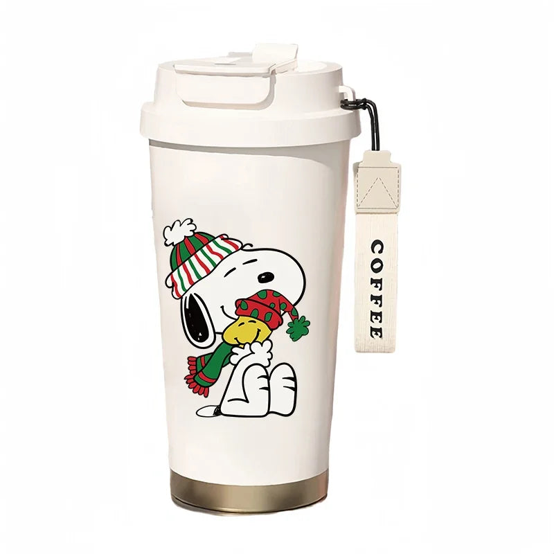 500ml Snoopy Thermos Bottle with Straw – Cute Cartoon Insulated Cup for Coffee, Tea & Milk
